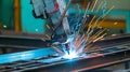 Automated welding process of metal construction with robotic arm