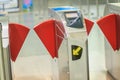 Automatic access control ticket barriers in subway station. View Royalty Free Stock Photo