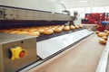 Automatic bakery production line with bread in bakery factory