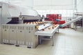 Automatic bakery production line with bread in bakery factory