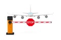 Automatic barrier and airplane on white background. Isolated 3D illustration