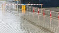 Automatic barrier gate in the parking lot. entrance access security system.