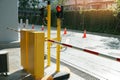 Automatic Barrier Gate and Traffic lights, Security system for building and car entrance vehicle barrier Royalty Free Stock Photo