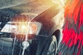 Automatic car wash in action. Car wash concept. Automated technology Royalty Free Stock Photo