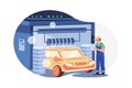 Automatic Car Wash Illustration concept. A flat illustration isolated on white background Royalty Free Stock Photo