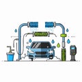 Automatic Car Wash Service Illustration Royalty Free Stock Photo