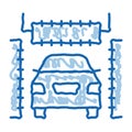 automatic car wash doodle icon hand drawn illustration