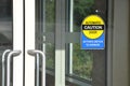 Automatic caution door sign