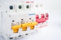 Automatic circuit breaker on white background, control and protect electrical power system