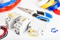 Automatic circuit breakers, copper single core cable. Accessories for safe and secure electrical installation. Electrical