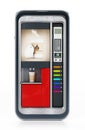 Automatic coffee machine inside smartphome screen. 3D illustration Royalty Free Stock Photo