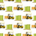 Automatic Delivery Forklift Car Seamless Pattern