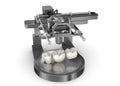 Automatic Dental 3D printer performs product creation. Digital dentistry concept. 3D Illustration