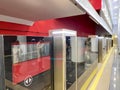 Automatic door platform system at a new modern metro station. Metro security system glass beautiful doors open synchronously with Royalty Free Stock Photo