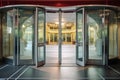 automatic doors at the entrance of a public facility