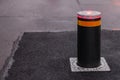 Automatic electric bollard stop gate . transport protection limiter .copyspace