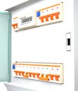 Automatic electrical components in electric box 3d illustration