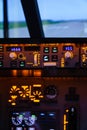 Automatic flight control panel in cockpit
