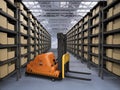 Automatic forklift in warehouse