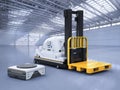 Automatic forklift with warehouse robot