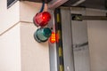 Automatic garage doors opening for a car Royalty Free Stock Photo