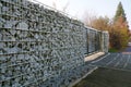 Automatic gate controlled by a remote control in the wall. Fence