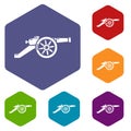 Automatic gun icons vector hexahedron