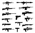 Automatic guns battle game weapons pistol shotgun vector Royalty Free Stock Photo