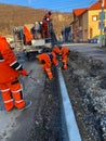 automatic installation of a border concrete laying road construction