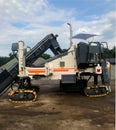 automatic installation of a border concrete laying road construction automation machine