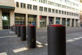 Automatic lifting bollards restricting the driveway of vehicles