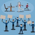 Automatic machine,Human anti-auto machine and strife robots - Vector Royalty Free Stock Photo