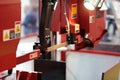 automatic metal cutting band saw machine close up Royalty Free Stock Photo