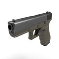 Automatic 9mm handgun pistol isolated on white. 3D illustration Royalty Free Stock Photo