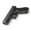 Automatic 9mm handgun pistol isolated on white. 3D illustration Royalty Free Stock Photo