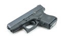 Automatic 9mm. handgun pistol on white background Royalty Free Stock Photo
