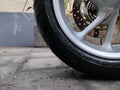 Automatic motorcycle front tire Royalty Free Stock Photo