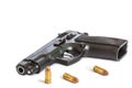 Automatic pistol handgun weapon with bullets Royalty Free Stock Photo