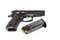 Automatic pistol handgun weapon with bullets and magazine