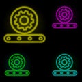 automatic production neon color set icon. Simple thin line, outline vector of automation icons for ui and ux, website or mobile
