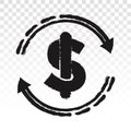 Automatic recurring payments or billing cycle line art icon for apps and websites