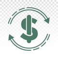 Automatic recurring payments or billing cycle line art icon for apps and websites