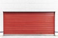 Automatic red roller shutter doors on the ground floor Royalty Free Stock Photo