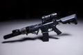 Automatic rifle with silencer and optical scope Royalty Free Stock Photo