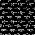 Automatic Rifle vector concept linear dark seamless pattern. Assault Rifle background Royalty Free Stock Photo