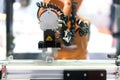 Automatic robot arm with imaging sensor in assembly line working Royalty Free Stock Photo