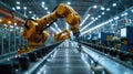 automatic robot arm on production line factory in warehouse assembly