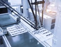 Automatic robot in assembly line working in factory Royalty Free Stock Photo