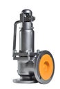 Automatic safety valve in metallic gray for water supply systems. Close-up. Spring valve