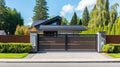 Automatic sliding doors with wood texture in the cottage Royalty Free Stock Photo